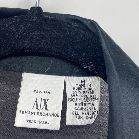 Armani Exchange sheet satin color black on black embroidered block trim 90s - Picture 2 of 8